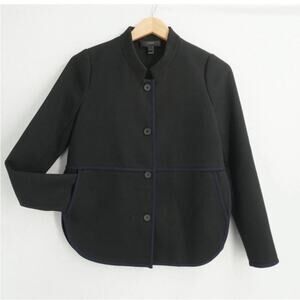 J. CREW Tipped Twill Jacket Blazer Black Size 4